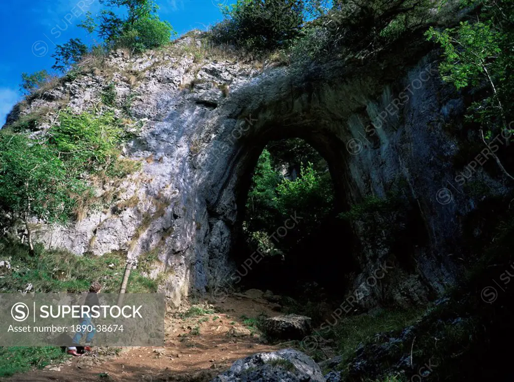 Reynards Cave Arch, Dovedale, Derbyshire, England, United Kingdom, Europe