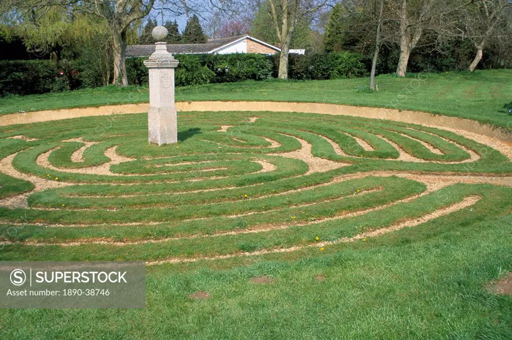 Turf maze dating from 1660AD, Hilton, Cambridgeshire, England, United Kingdom, Europe