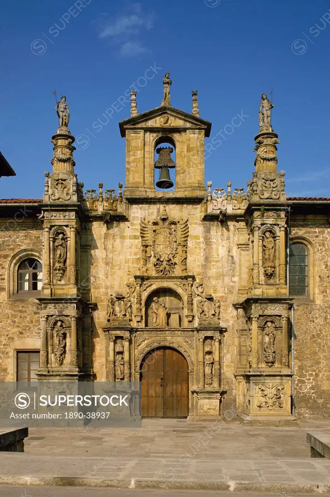 Exterior of Plateresque facade of the University at Onati, Pais Vasco, Basque area, Spain, Europe