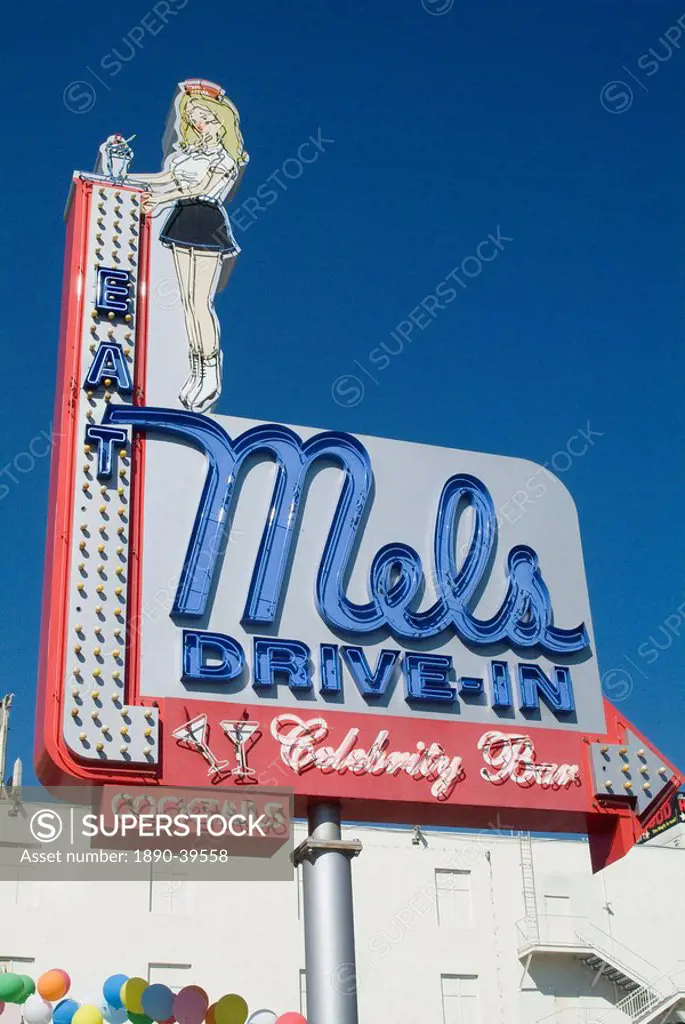 Diner sign, Hollywood, Los Angeles, California, United States of America, North America