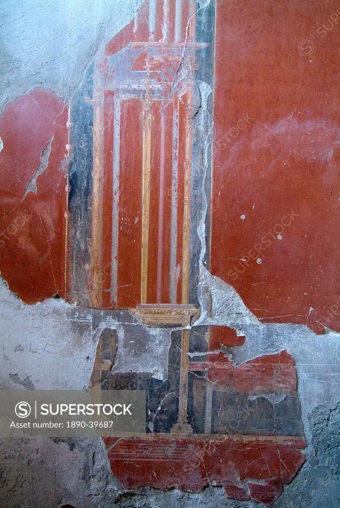 Wall frescoes from Herculaneum, a large Roman town destroyed in 79AD by a volcanic eruption from Mount Vesuvius, UNESCO World Heritage Site, near Napl...
