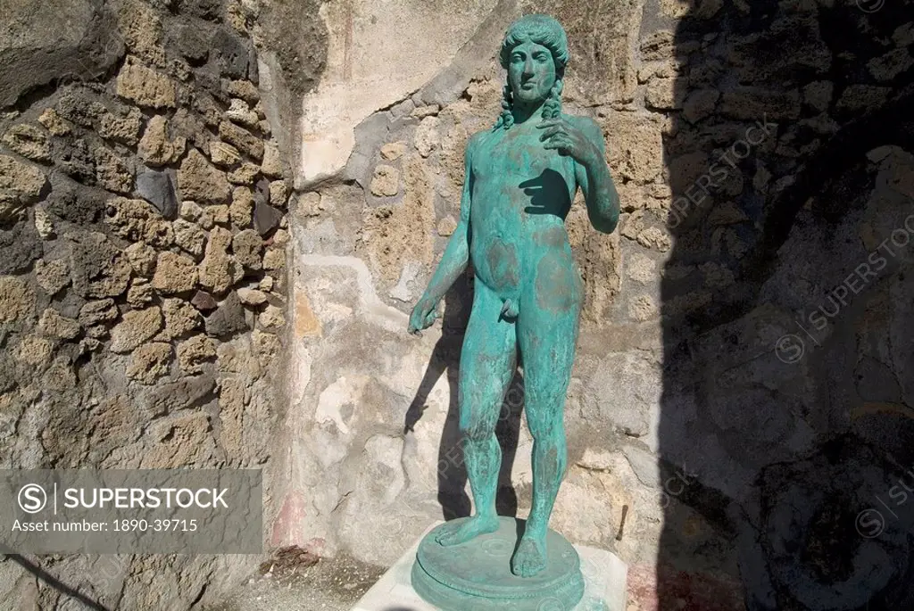 Apollo at the ruins of Pompeii, a large Roman town destroyed in 79AD by a volcanic eruption from Mount Vesuvius, UNESCO World Heritage Site, near Napl...