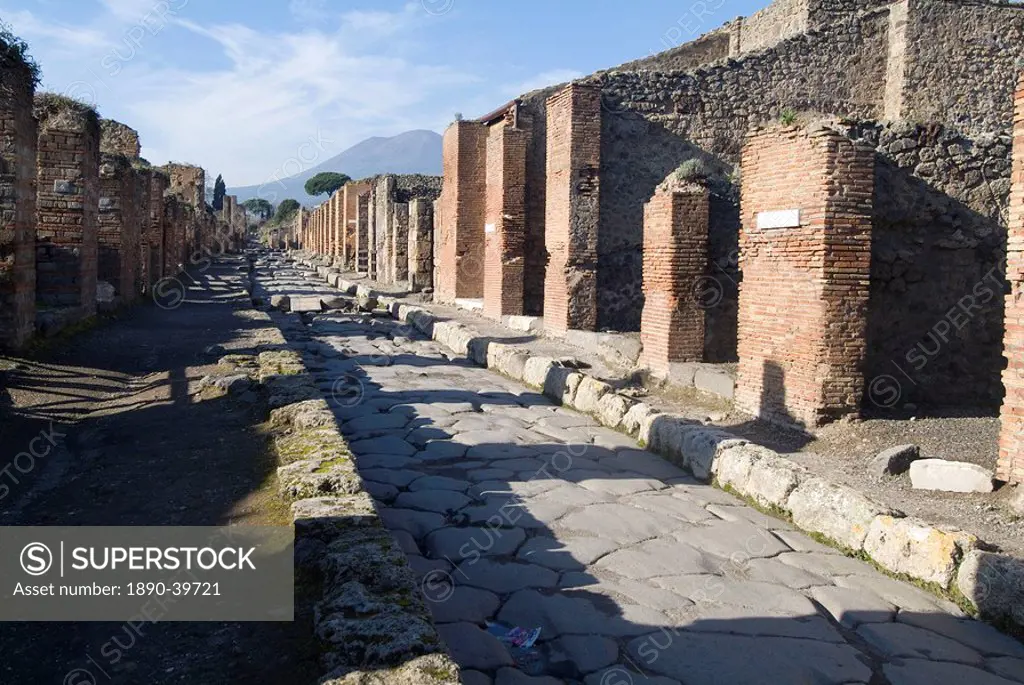 The ruins of Pompeii, a large Roman town destroyed in 79AD by a volcanic eruption from Mount Vesuvius, UNESCO World Heritage Site, near Naples, Campan...