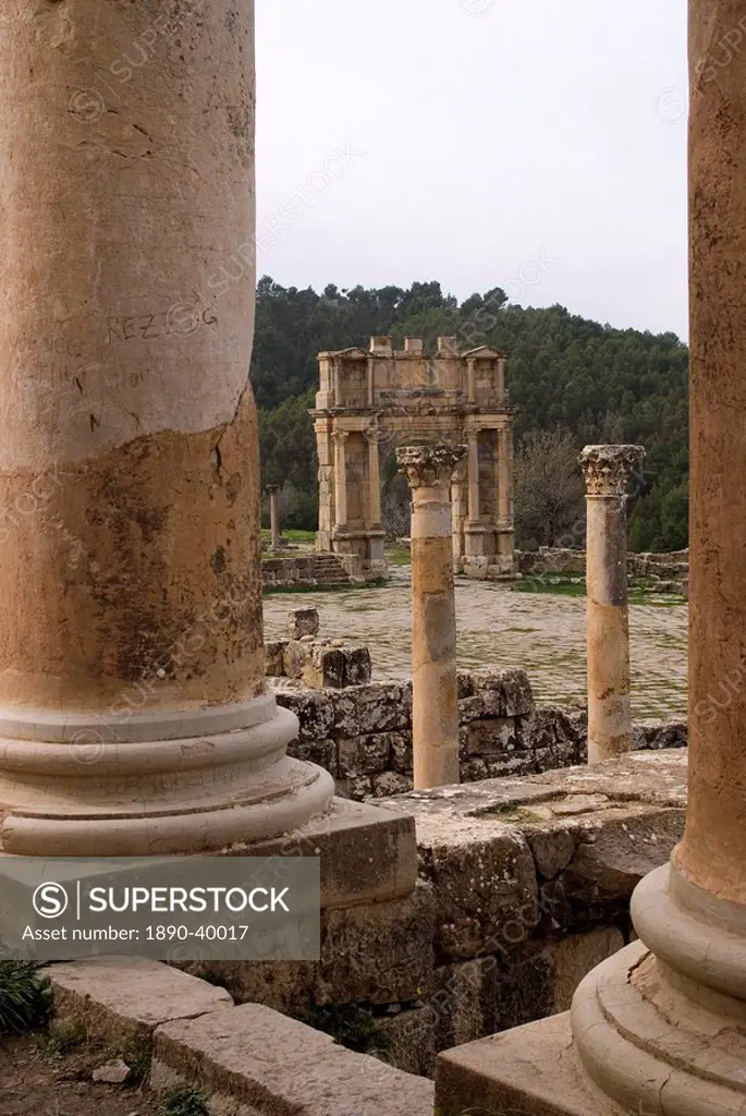 The Temple of Septimius Severus, Roman site of Djemila, UNESCO World Heritage Site, Algeria, North Africa, Africa