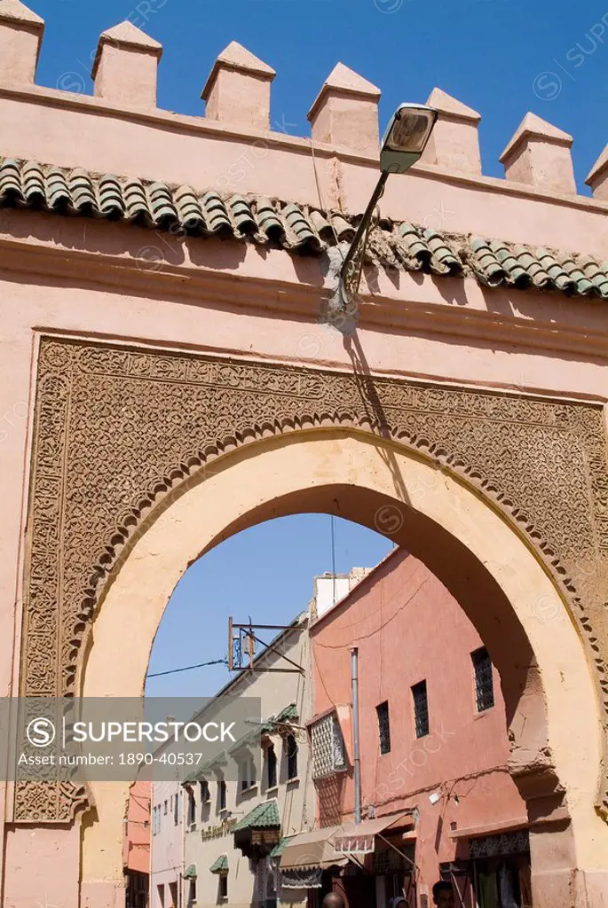City gate near Kasbah, Marrakech, Morocco, North Africa, Africa