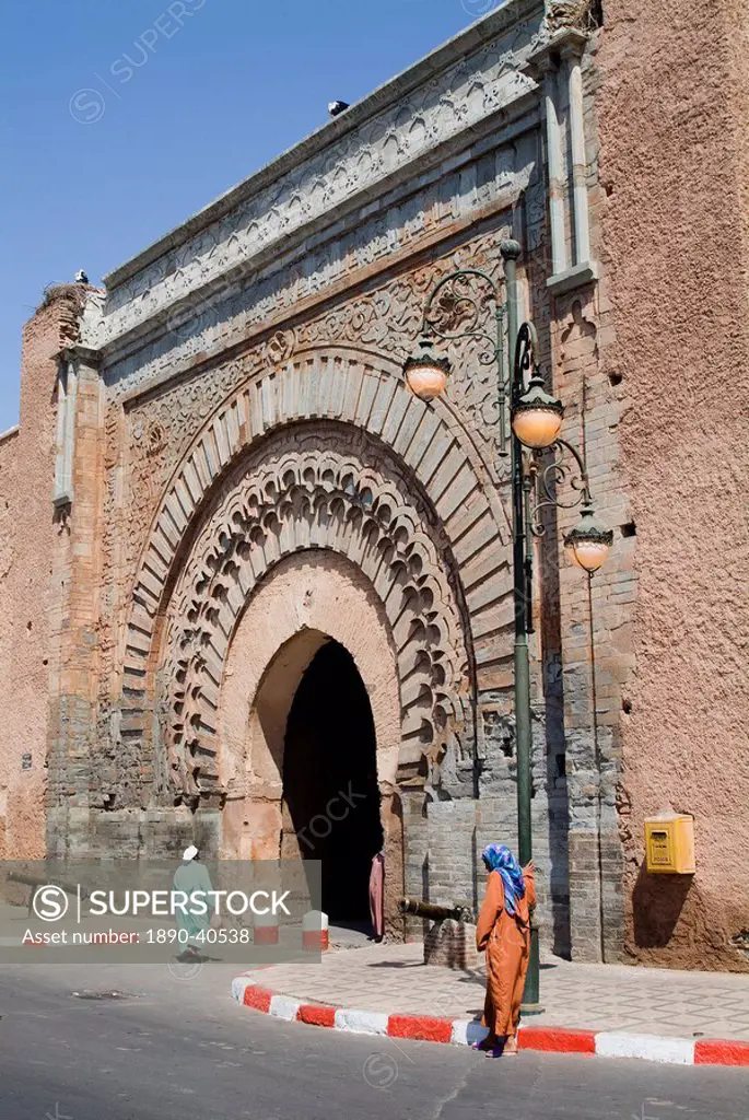 City gate near Kasbah, Marrakech, Morocco, North Africa, Africa