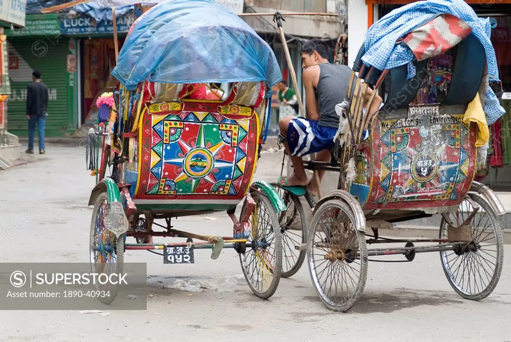 Rickshaws, Thamel area, Kathmandu, Nepal, Asia