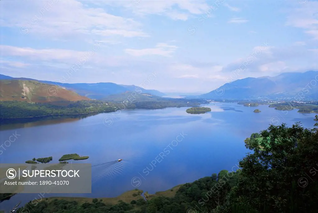 Keswick and Derwent Water from Surprise View, Lake District National Park, Cumbria, England, United Kingdom, Europe