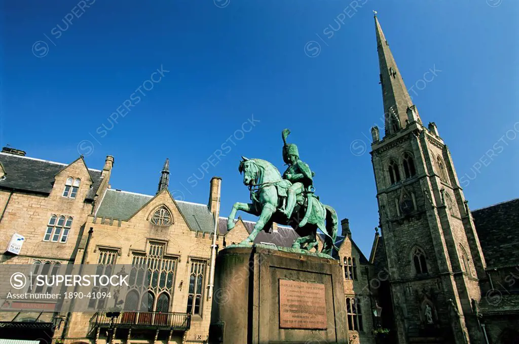Statue of Charles William Vane Stewart, Market Square, Durham, County Durham, England, United Kingdom, Europe
