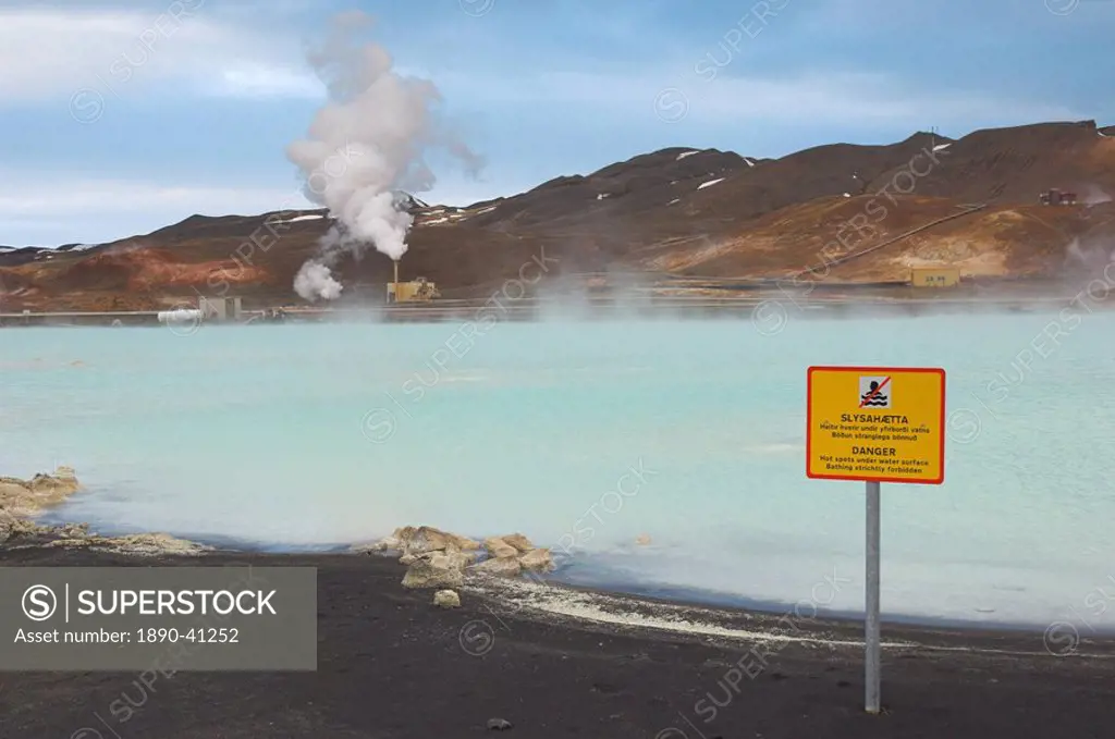 Bjarnaflag geothermal power station and diatomite factory, Reykjahlid village, Lake Myvatn, North area, Iceland, Polar Regions