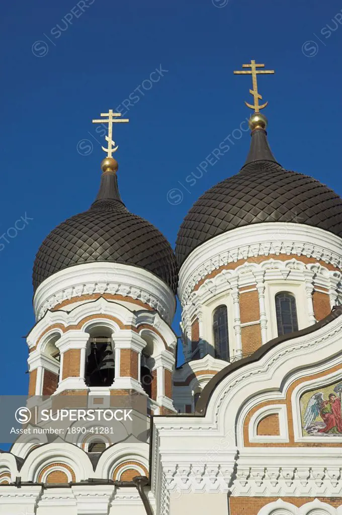 Domes of Alexander Nevsky Cathedral, Russian Orthodox church, Toompea Hill, Tallinn, Estonia, Baltic States, Europe