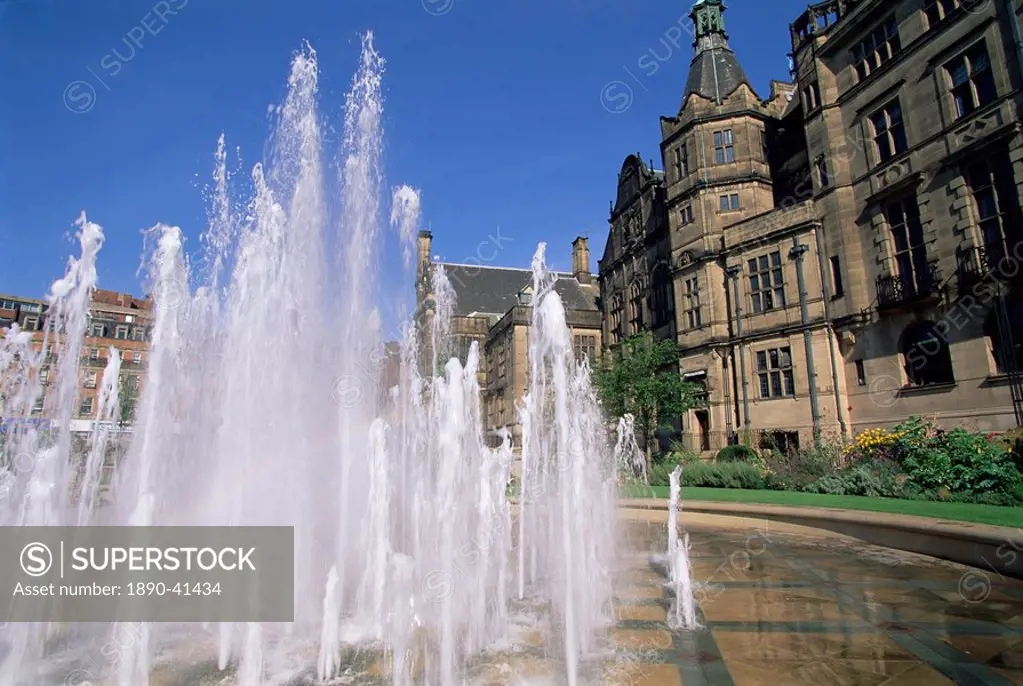 Town Hall and Peace Gardens, Sheffield, Yorkshire, England, United Kingdom, Europe