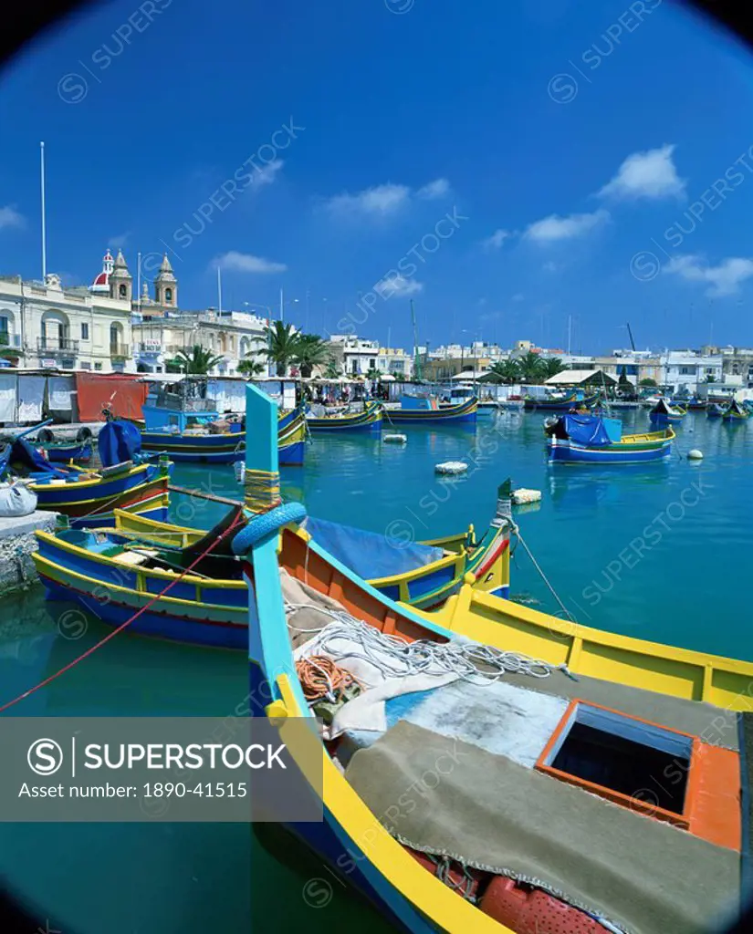 Marsaxlokk fishing harbour, Malta, Mediterranean, Europe