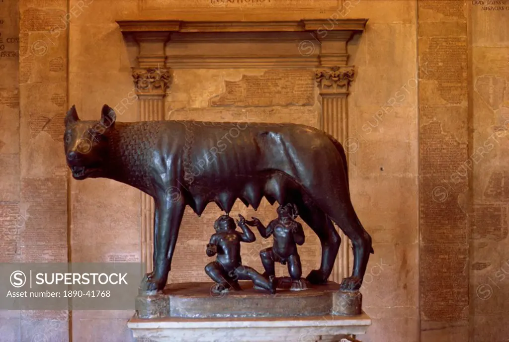 Romulus and Remus sculpture, Capitoline Museum, Rome, Lazio, Italy, Europe