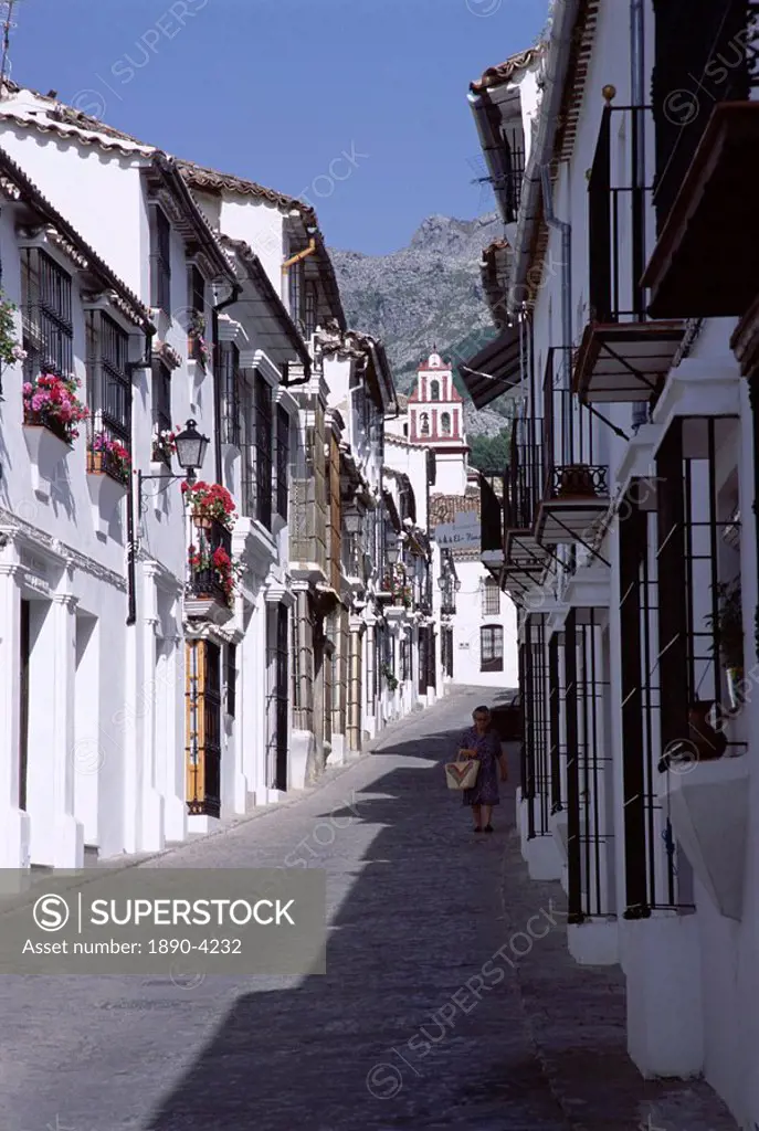 Street scene in the white village of Crazalema, Andalucia Andalusia, Spain, Europe