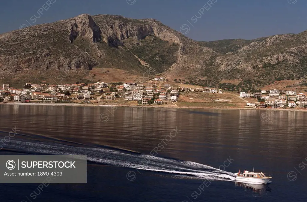 Yefira, the town on the mainland across the bay from Monemvasia, Peloponnese, Greece, Europe