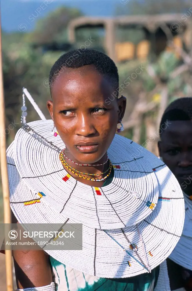 Portrait of a Masai woman, Alamal, ritual festival, Maasai village manyatta, Rift Valley, southeast Kenya, East Africa, Africa