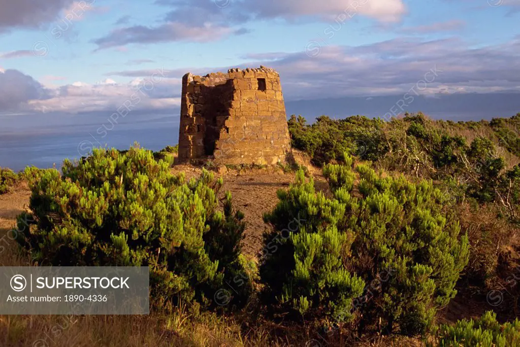 Morro Grande, stone tower, Sao Jorge, Azores, Portugal, Europe