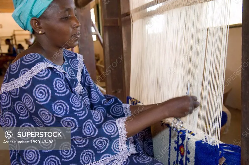 Woollen carpet workshop, Nyeleni village, Segou area, Mali, Africa