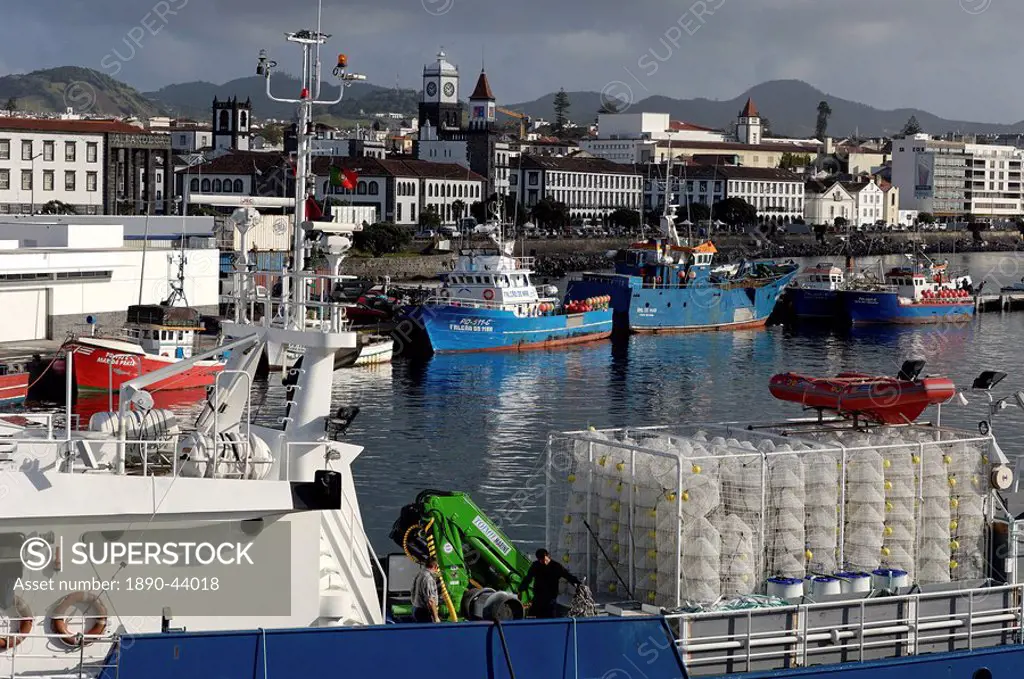 The harbour, Ponta Delgada, Sao Miguel Island, Azores, Portugal, Europe
