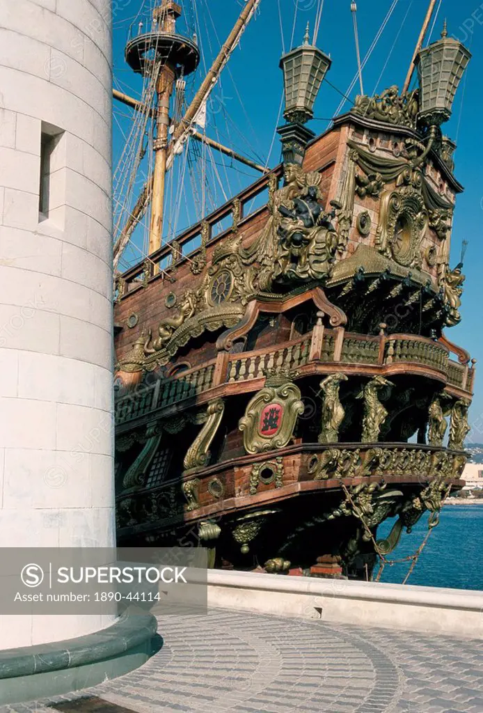 Ship used in the film ´Pirates´, Cannes, Alpes Maritimes, Cote d´Azur, Provence, France, Mediterranean, Europe