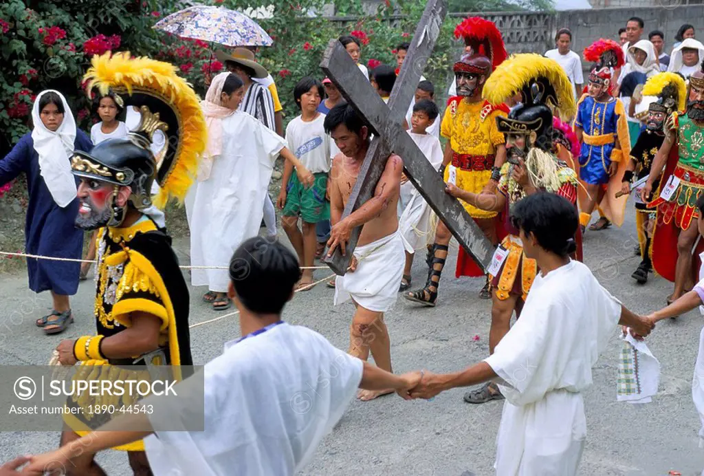 Christ of Calvary in Easter procession, Morionnes, island of Marinduque, Philippines, Southeast Asia, Asia