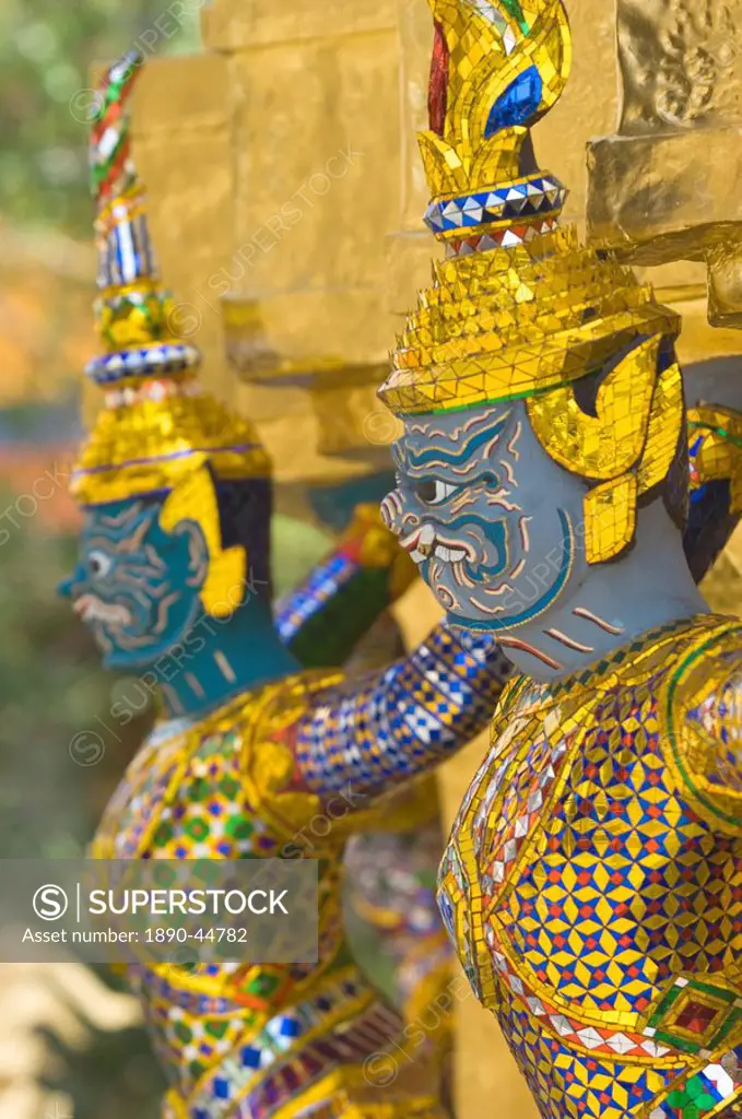 Decorated figures, Grand Palace, Bangkok, Thailand, Southeast Asia, Asia