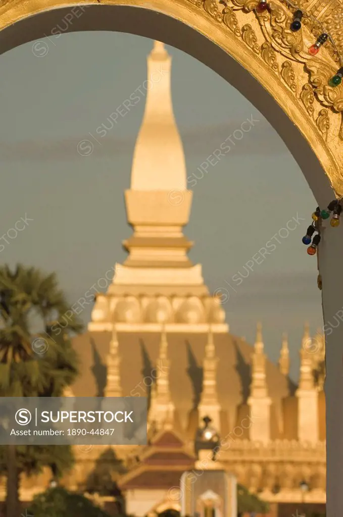 Detail of gold statues, Vientiane, Laos, Indochina, Southeast Asia, Asia