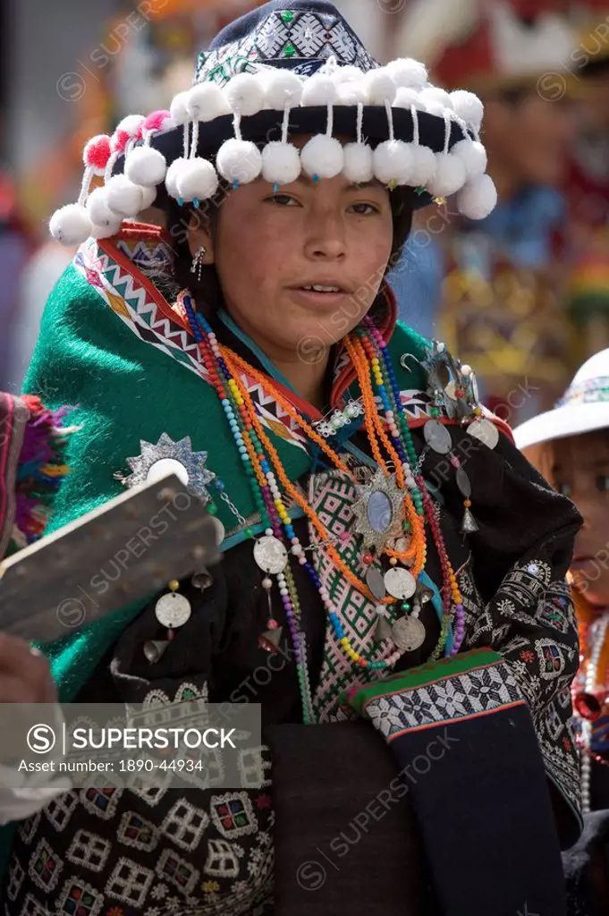 Local woman at Carnival, Sucre, Bolivia, South America