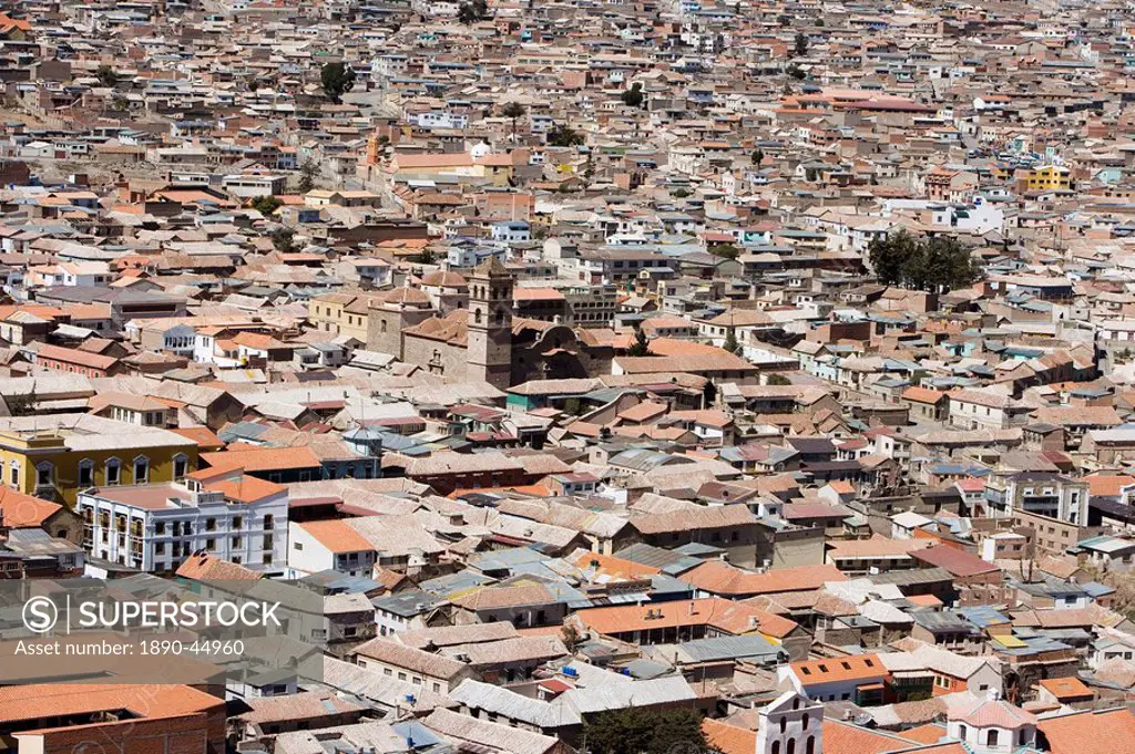 Rooftops from the air, Potosi, Bolivia, South America