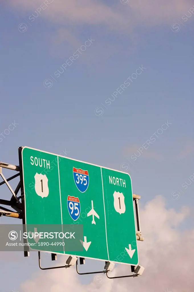 Road sign, Miami, Florida, United States of America, North America