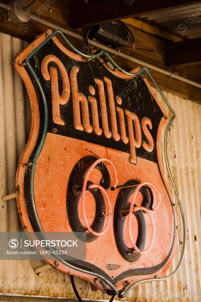 Old petrol sign, Route 66, Arizona, United States of America, North America