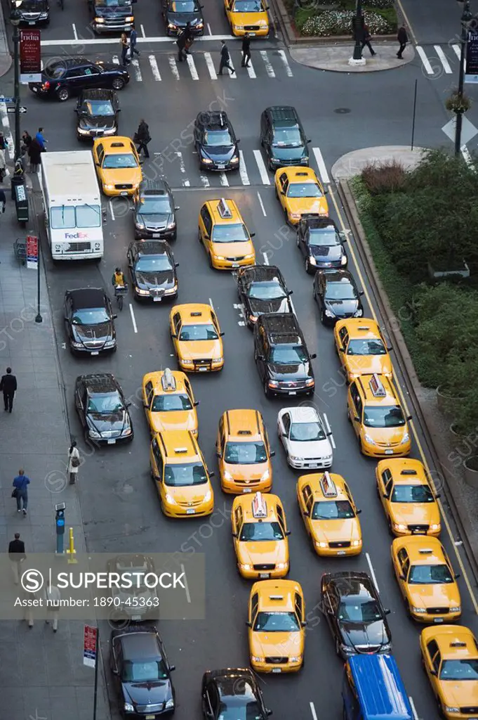Taxis on Park Avenue, New York, United States of America, North America