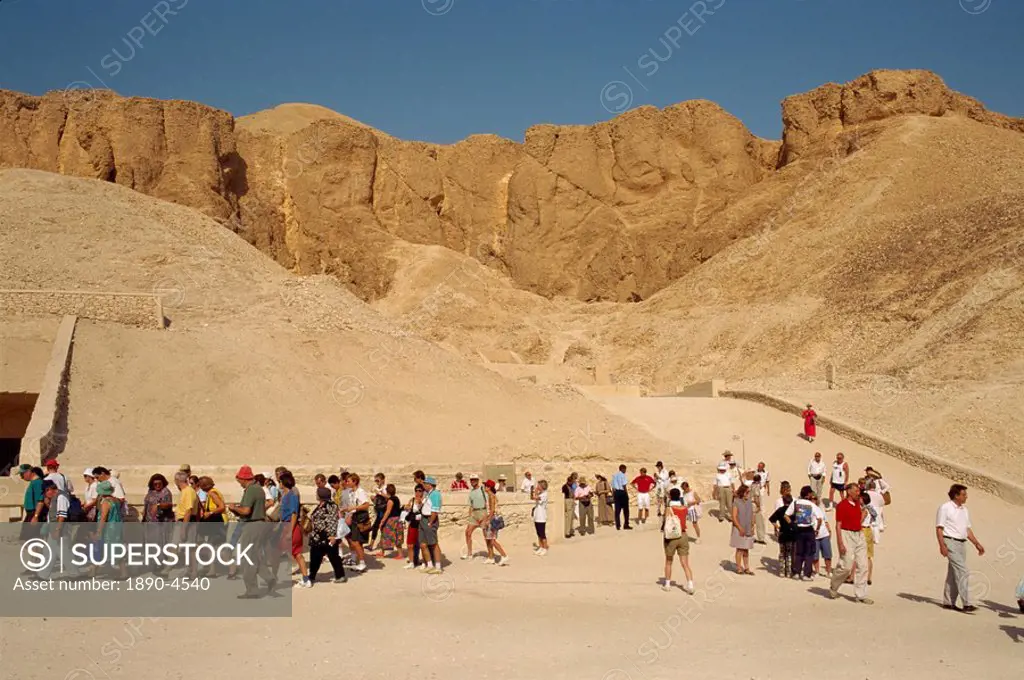 Tourists visiting tombs in the Valley of the Kings, Luxor, Thebes, UNESCO World Heritage Site, Egypt, North Africa, Africa