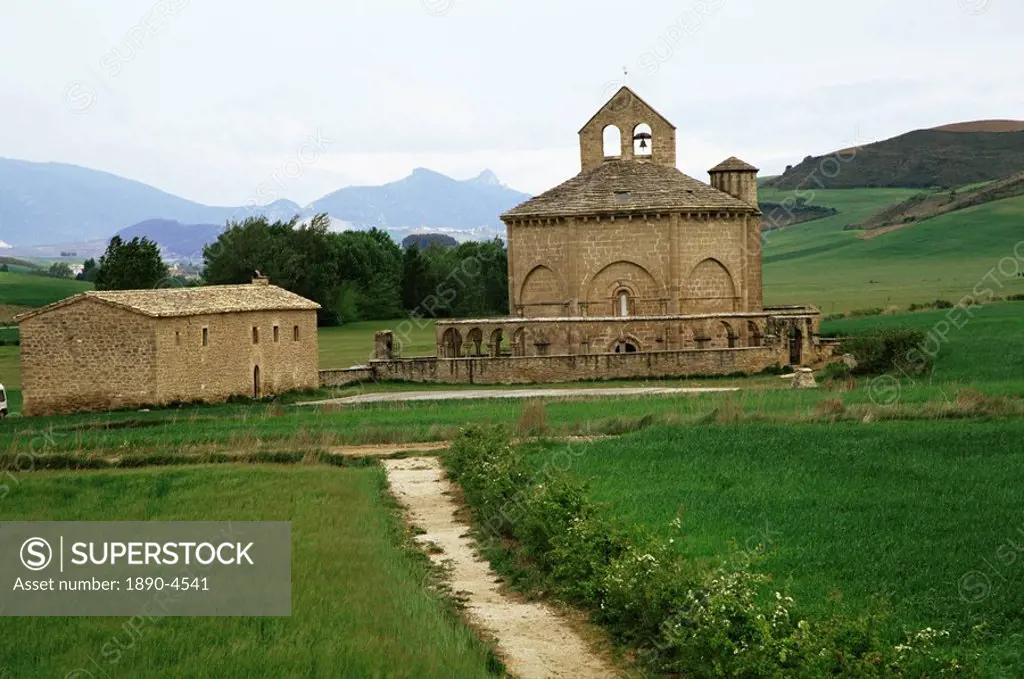 Romanesque church of Eunate, pilgrims burial place, dating from 12th century, Camino de Santiago, Navarre, Euskadi, Spain, Europe