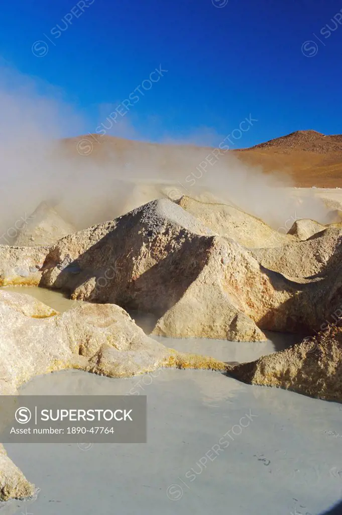 Hot springs and mud pools, Salar de Uyuni, Bolivia, South America