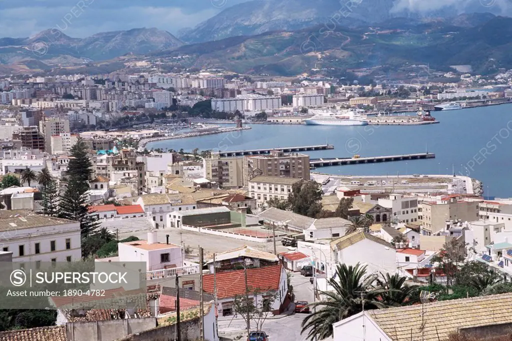 View over port of of the Spanish enclave of Ceuta, Spain, Spanish North Africa, Africa