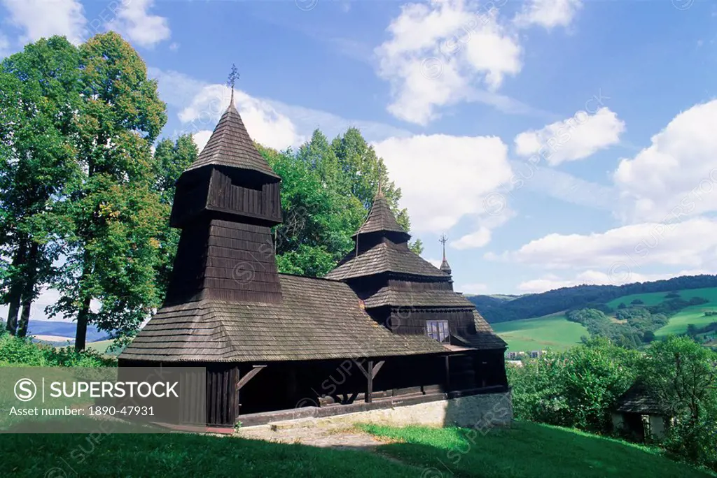 Wooden Orthodox 18th century church of St. Cosmas and St. Damian dating from 1709 in village of Lukov, Presov region, Slovakia, Europe