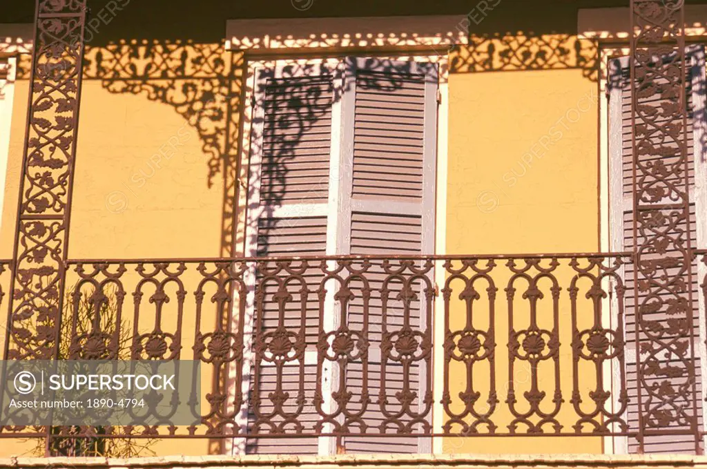 Iron lace balcony, New Orleans, Louisiana, United States of America, North America