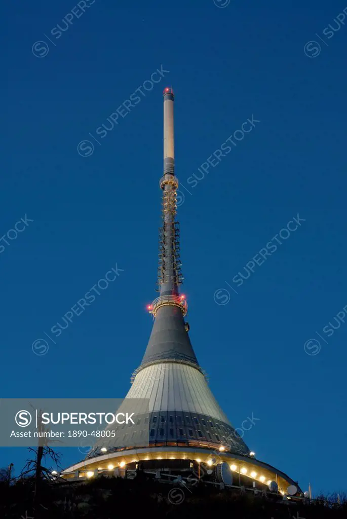 TV Tower on top of Jested Mountain dominates town and is good example of modern architecture, Liberec, Liberecko Region, Czech Republic, Europe