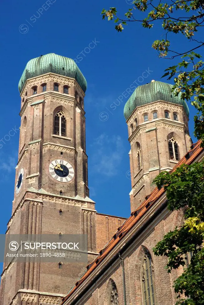 Towers of the Frauenkirche, the cathedral in Munich, Bavaria, Germany, Europe