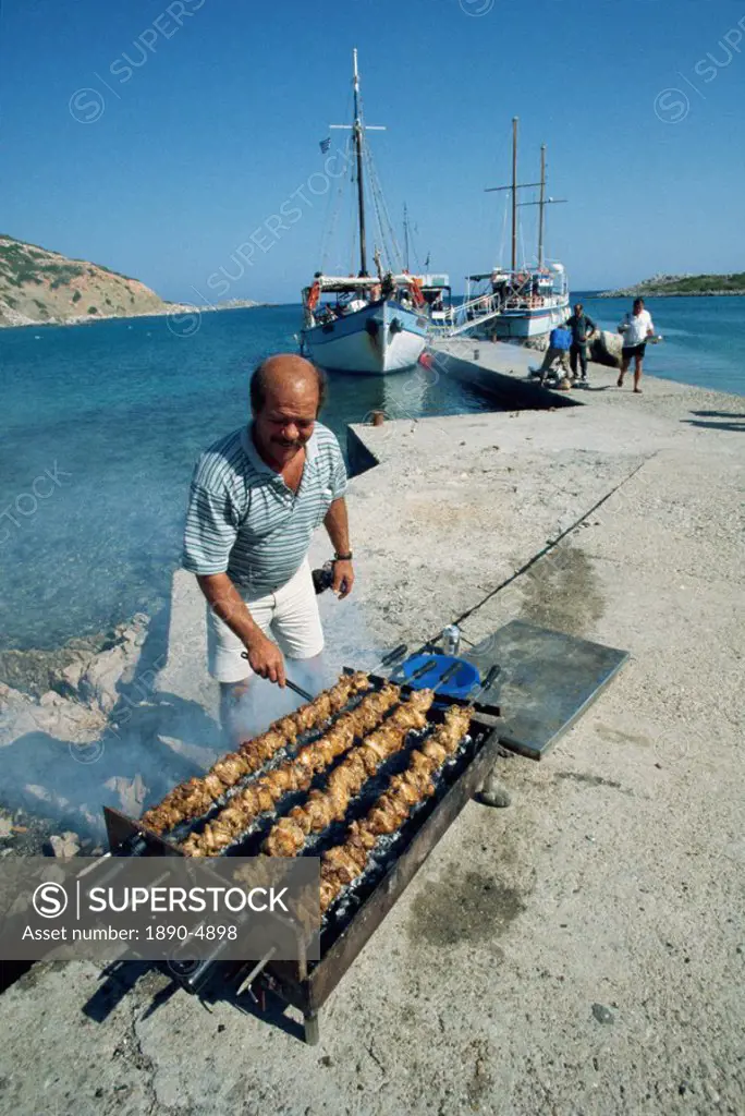 Barbecue, Seskli Island, Symi, Dodecanese, Greek Islands, Greece, Europe