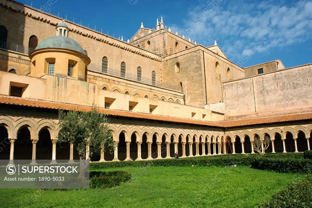 Duomo cloister, Monreale, Sicily, Italy, Europe