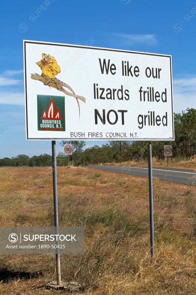 Bush fire warning sign, Northern Territory, Australia, Pacific