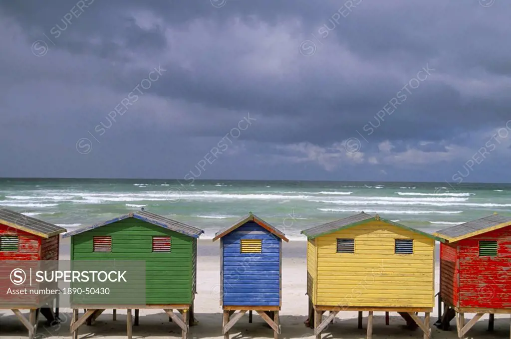 Beach huts, Muizenberg, Cape Peninsula, South Africa, Africa