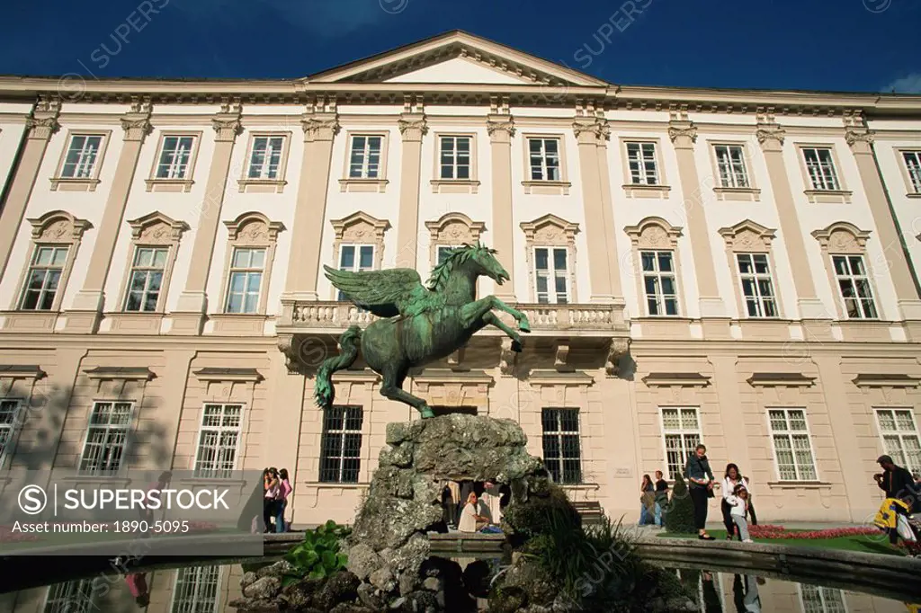 Pegasus fountain dating from 1661, Mirabell Gardens, Salzburg, Austria, Europe