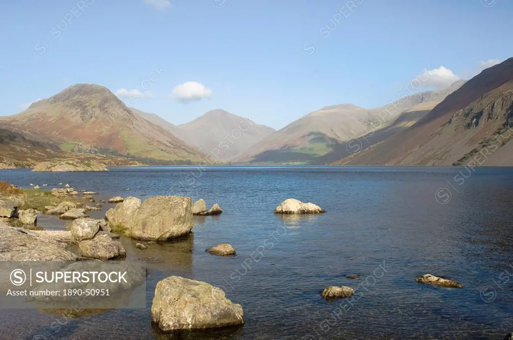 Lake Wastwater with Yewbarrow, Great Gable, Lingmell, Wasdale, Lake District National Park, Cumbria, England, United Kingdom, Europe