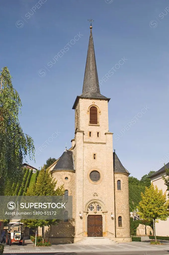 A village church on the wine trail, Luxembourg Moselle, Luxembourg, Europe