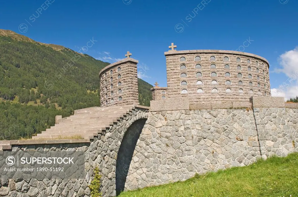 WW2 Memorial to Italian dead, Reschen Pass, Western Dolomites, Italy, Europe