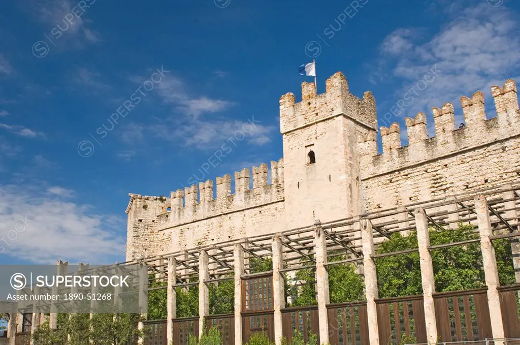 The castle at Torre del Benaco, Lake Garda, Veneto, Italy, Europe